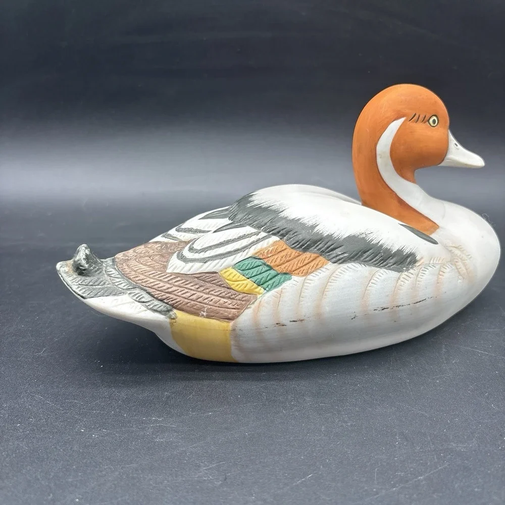 Hand Painted Porcelain Duck Decoy Redhead Canvasback Taiwan 10